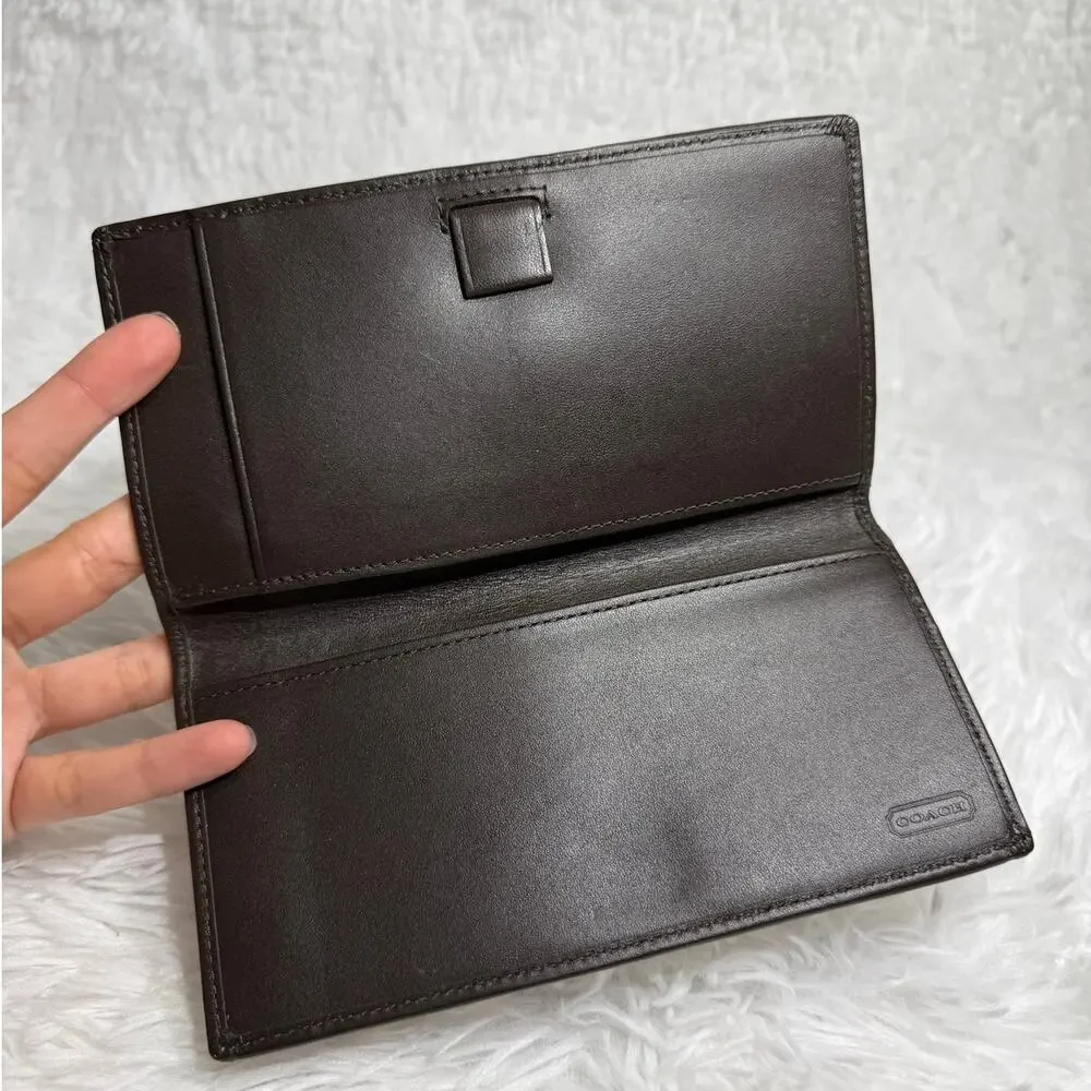 Coach Brown Signature Canvas Check Book Holder
